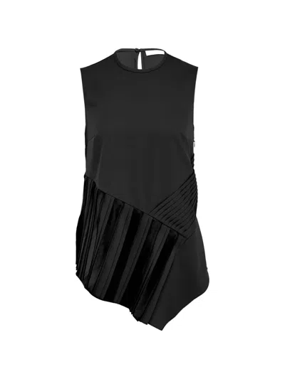 Club21 Pleated Asymmetric Top In Black