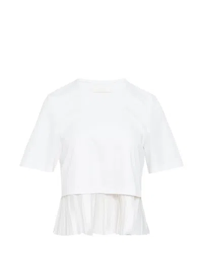 Club21 Pleated-hem T-shirt In White