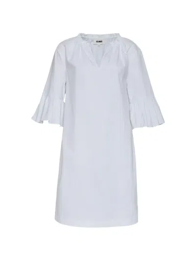 Club21 Ruffled-sleeve V-neck Mini Dress In White