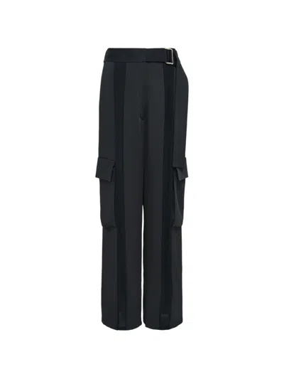 Club21 Stephanie Belted Wide-leg Cargo Pants In Black