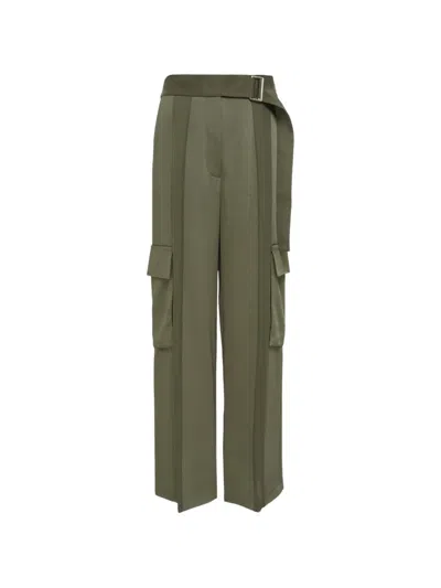 Club21 Stephanie Cargo Belted Trousers In Green