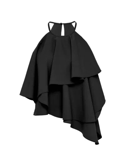 Club21 Tiered Asymmetric Blouse In Black