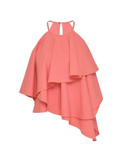 Club21 Tiered Asymmetric Halter Top In Pink
