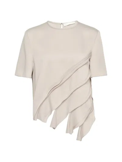 Club21 Tilly Ruffled Asymmetric Top In Neutrals