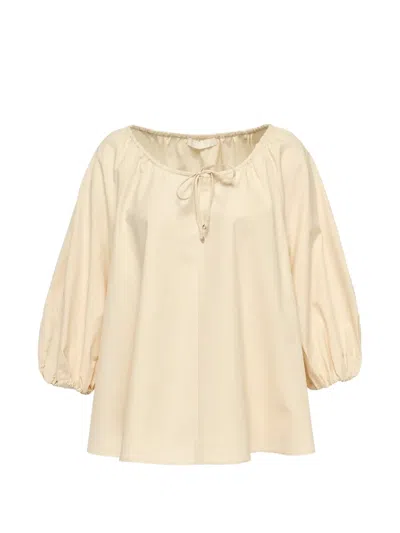 Club21 Tumbled-finish Flared Blouse In Neutral