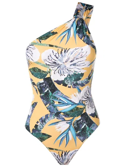 Clube Bossa Asymmetric Floral-print Swimsuit In Yellow