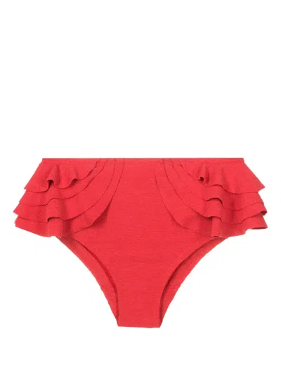 Clube Bossa Bandara Ruffle-detail Bikini Bottoms In Red