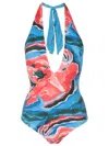 Clube Bossa Baron Plunging Swimsuit In Blue