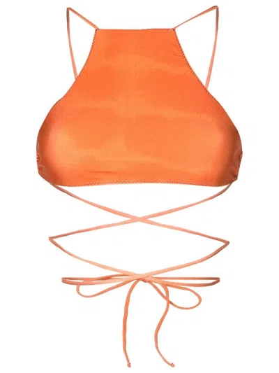 Clube Bossa Chung Wrap-tie Bikini Top In Orange