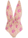 Clube Bossa Clavert Plunging Neck Swimsuit In Pink