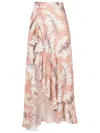 Clube Bossa Delloref Floral Asymmetric Skirt In Brown