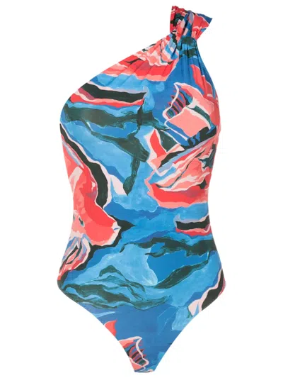 Clube Bossa Draper Graphic-print Swimsuit In Blue