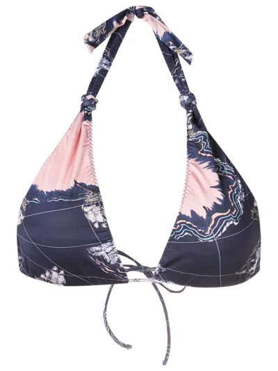 Clube Bossa Embroidered Bikini Top In Blue