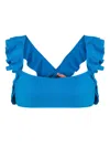 Clube Bossa Jasper Ruffled Bikini Top In Blue