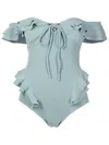 Clube Bossa Lanzo Ruffle-trim Swimsuit In Blue