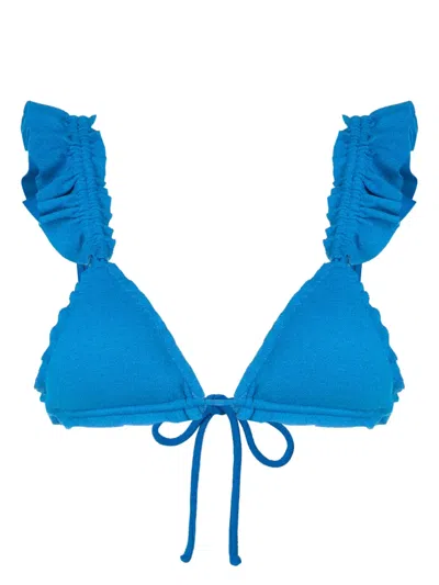 Clube Bossa Laven Ruffled Bikini Top In Blue