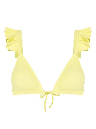 Clube Bossa Laven Ruffled Bikini Top In Yellow