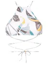 Clube Bossa Leaf-print Halter-neck Bikini-top In Neutrals