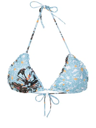 Clube Bossa Lieve Floral-print Bikini Top In Blue
