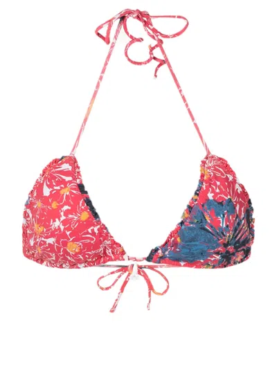 Clube Bossa Lieve Floral-print Bikini Top In Red