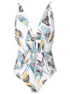 Clube Bossa Maio Leaf-print One-piece In Neutrals