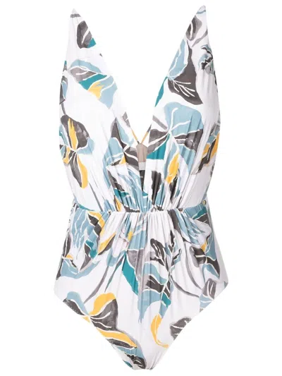 Clube Bossa Maio Leaf-print One-piece In Neutrals
