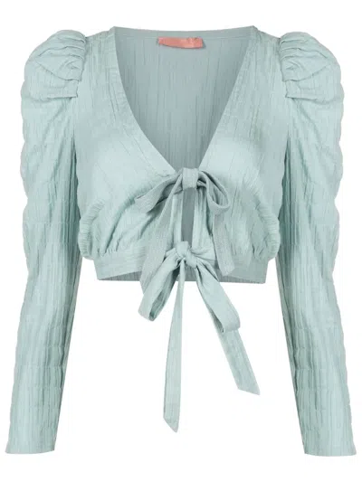 Clube Bossa Mandoline Cropped Blouse In Blue