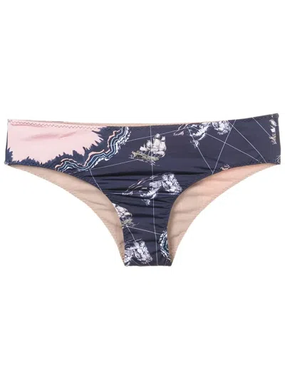 Clube Bossa Niarchos Graphic-print Bikini Bottoms In Blue