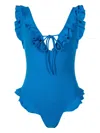 Clube Bossa Pina Ruffled Swimsuit In Blue