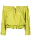 Clube Bossa Pisan Off-shoulder Blouse In Green