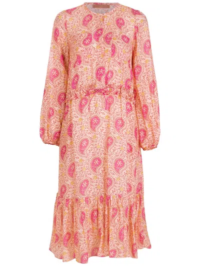 Clube Bossa Printed Long Sleeves Midi Dress In Pink