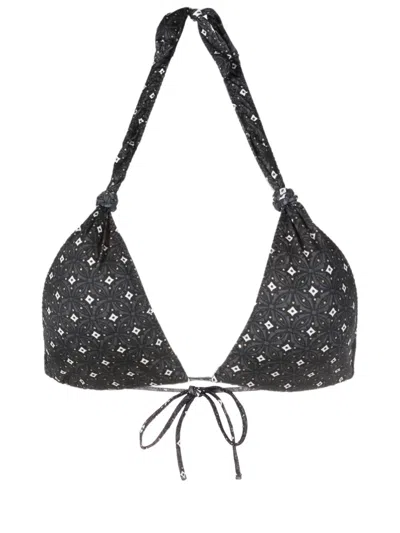 Clube Bossa Rings Graphic-print Bikini Top In Black