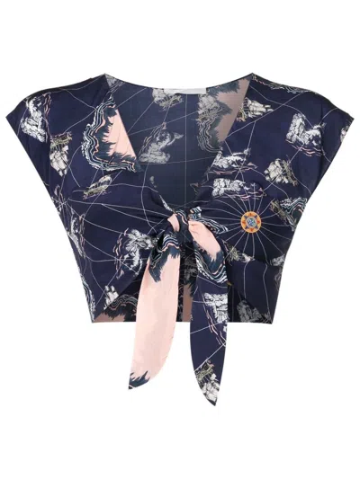 Clube Bossa Seda Bikini Top In Blue