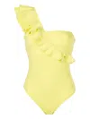 Clube Bossa Siola Ruffled One-shoulder Swimsuit In Yellow