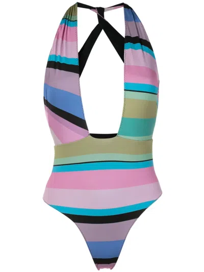 Clube Bossa Welch Plunging Swimsuit In Multicolour