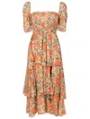 Clube Bossa Zelza Floral-print Tiered Dress In Orange