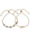 Clueless Gold-tone 2-pc. Set Bff & Multicolor Crystal Flower Slider Bracelets