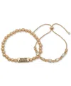 Clueless Gold-tone 2-pc. Set Crystal Slider & Totally  Beaded Stretch Bracelets