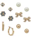 Clueless Gold-tone 6-pc. Set Mixed Stone Stud & Hoop Earrings