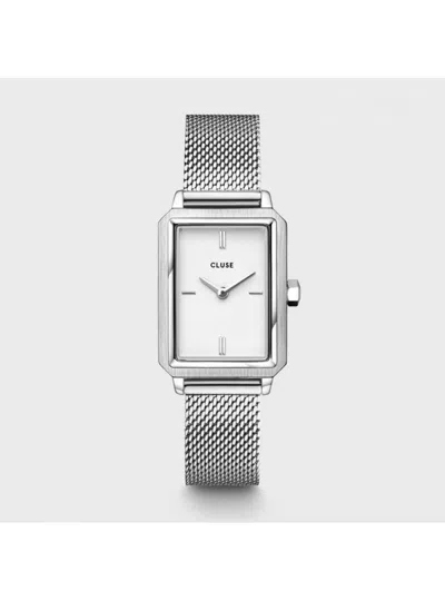 Cluse Clock  Flutes Cw11509 In Silver