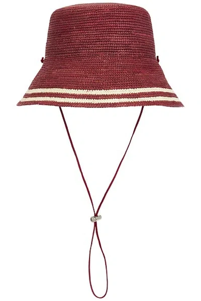 Clyde Aries Hat In Burgundy & White Stripes
