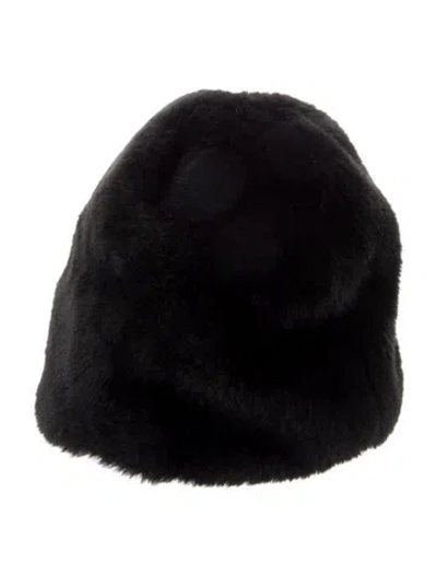 Pre-owned Clyde Fur Beret Hat In Black