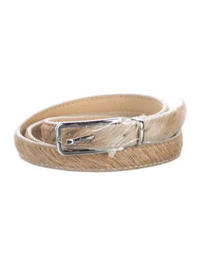 Pre-owned Clyde Skinny Calf Hair Belt In Brown