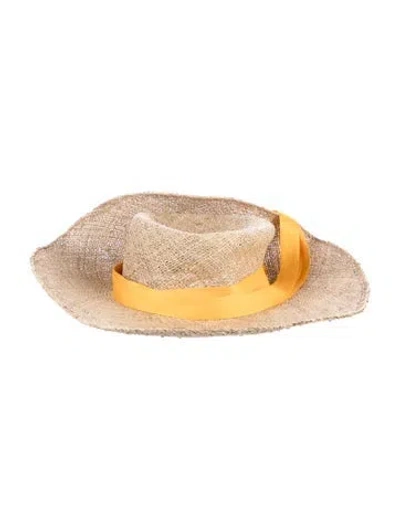 Pre-owned Clyde Straw Brim Hat In Neutrals/yellow