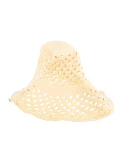 Pre-owned Clyde Straw Woven Bucket Hat In Yellow