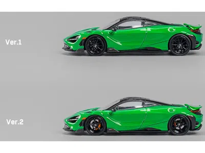 Cm Models Mclaren 765lt Green With Black Top And Extra Wheels 1/64 Diecast Model Car By