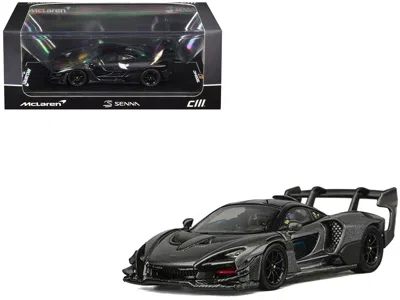 Cm Models Mclaren Senna Gtr Dark Gray Metallic With Carbon Hood And Black Top 1/64 Diecast Model Car By Cm Mod