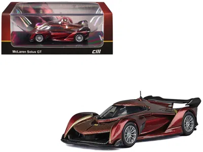 Cm Models Mclaren Solus Gt Wine Red Metallic With Gold Stripes 1/64 Diecast Model Car By Cm Model