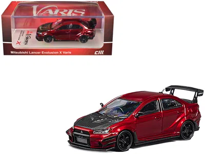 Cm Models Mitsubishi Lancer Evolution X Varis Rhd (right Hand Drive) Red Metallic With Carbon Hood 1/64 Diecas In Multi