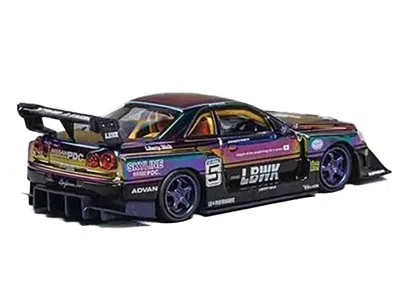 Cm Models Nissan Skyline Lb-er34 "super Silhouette" Rhd (right Hand Drive) #5 Chameleon Metallic With Extra Wh